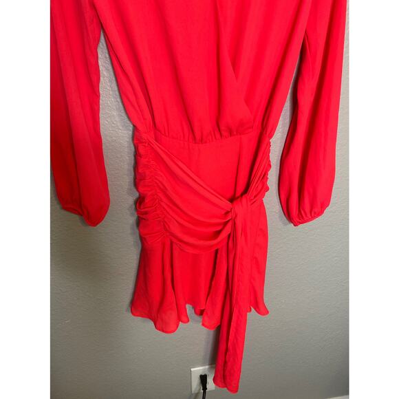 krisa Tie Waist Surplice Mini Dress Desire XS - Picture 6 of 10